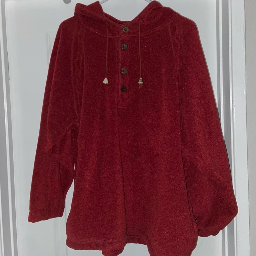 Burgundy fur hoodie long sleeve casual indie streetwear hippy vibes sweatshirt
